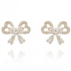 Eternal Bow Baguette Bow Gold Plated Earrings