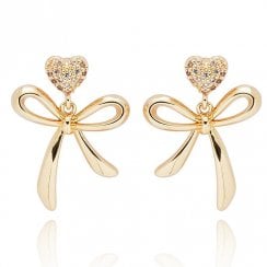 Eternal Bow Glam Heart Gold Plated Earrings