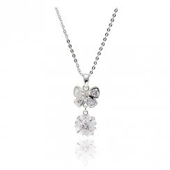 Eternal Bow Sparkle Ball Silver Plated Necklace