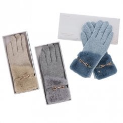 Faux Fur Cuff Belt Gloves