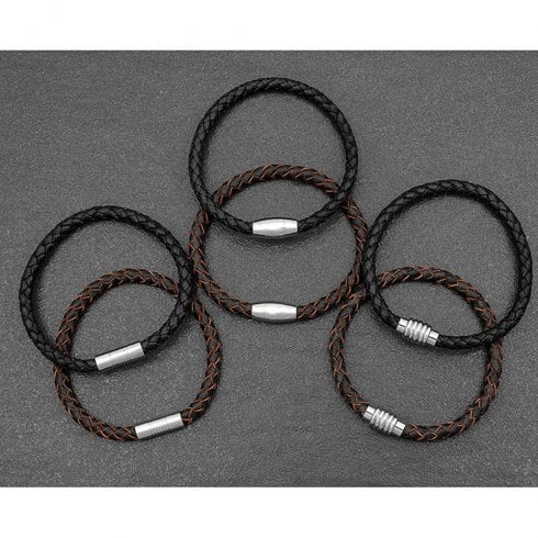 Equilibrium For Men Leather Plaited Bracelet