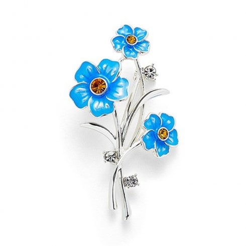 Equilibrium Forget Me Not Silver Plated Posy Brooch