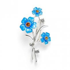 Forget Me Not Silver Plated Posy Brooch