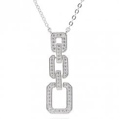 Geometric Modern Pave Silver Plated Necklace