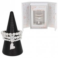 Gift Set of 3 Silver Plated Rings Chic Hearts