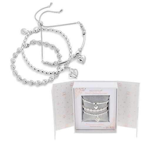 Equilibrium Gift Set of 3 Stacking Glam Heart Bracelets