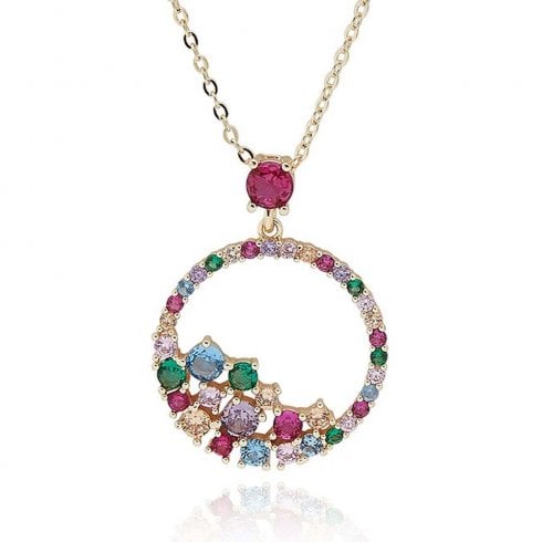 Equilibrium Glam Rox Gold Plated Circle of Colour Necklace
