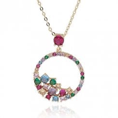 Glam Rox Gold Plated Circle of Colour Necklace