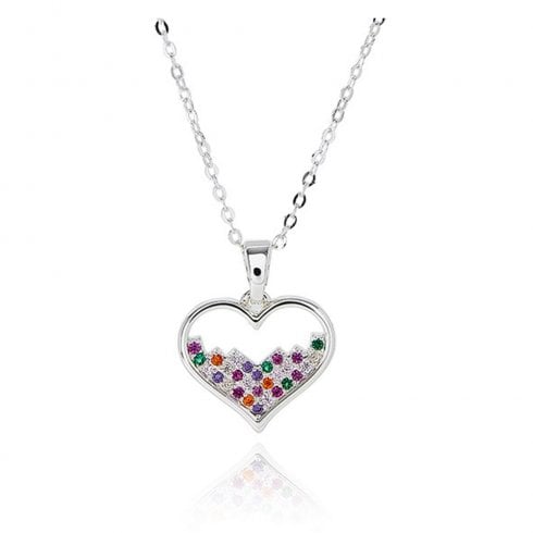 Equilibrium Glam Rox Pretty Heart Silver Plated Necklace