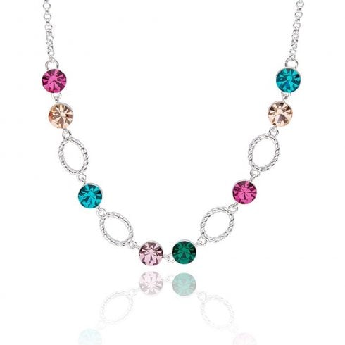 Equilibrium Glam Rox Sparkle Rings Silver Plated Necklace