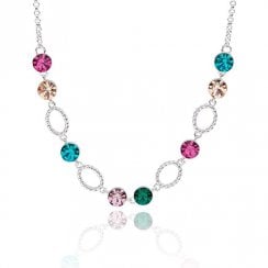 Glam Rox Sparkle Rings Silver Plated Necklace