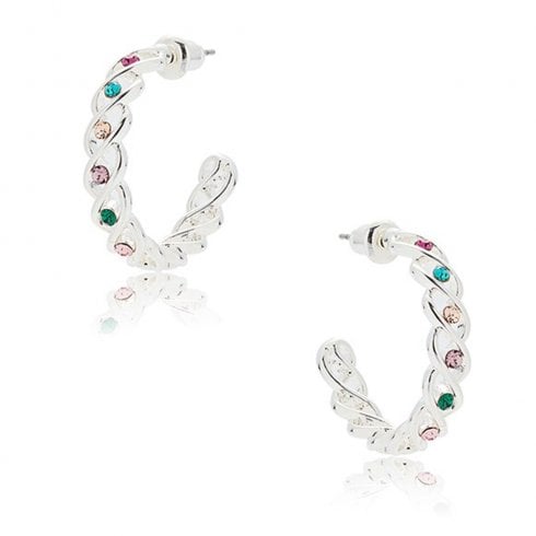 Equilibrium Glam Rox Twisted Silver Plated Hoop Earrings