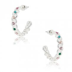 Glam Rox Twisted Silver Plated Hoop Earrings