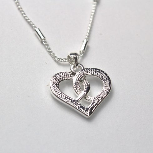 Equilibrium Kiss Collection Silver Plated Heart Kiss Necklace