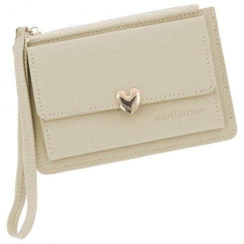 Equilibrium Ladies Heart Credit Card Coin Holder Pale Cream