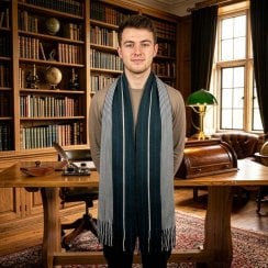 Men's Blue Grey and White Scarf