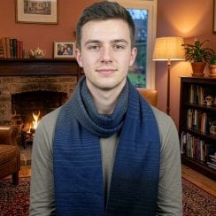 Men's Grey Blue and Black Scarf