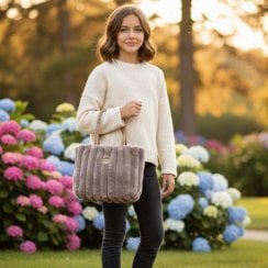 Mink Faux Fur Striped Handbag