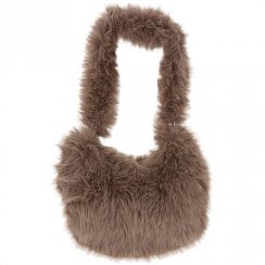 Mocha Faux Fur Banana Bag