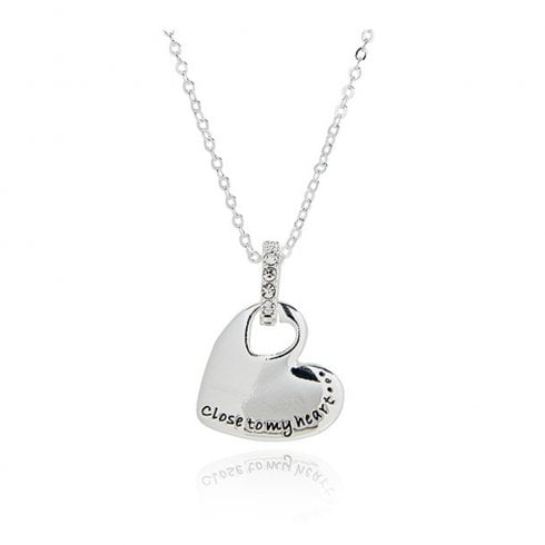 Equilibrium Modern Message Heart Silver Plated Necklace Heart