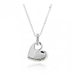 Modern Message Heart Silver Plated Necklace Heart