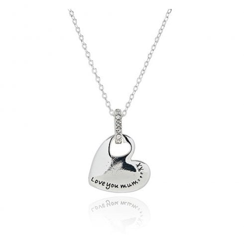 Equilibrium Modern Message Heart Silver Plated Necklace Mum