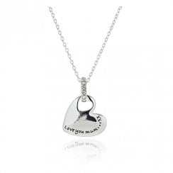 Modern Message Heart Silver Plated Necklace Mum