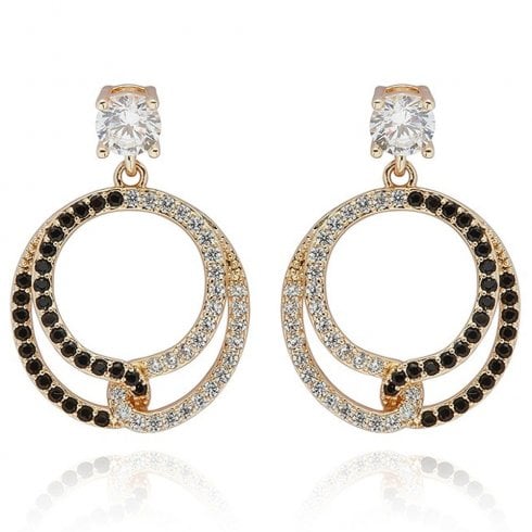 Equilibrium Monochrome Entwined Circles Gold Plated Earrings