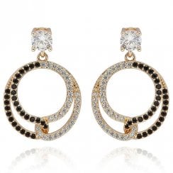 Monochrome Entwined Circles Gold Plated Earrings