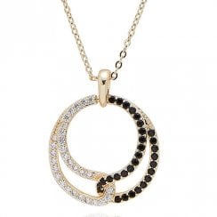 Monochrome Entwined Circles Gold Plated Necklace