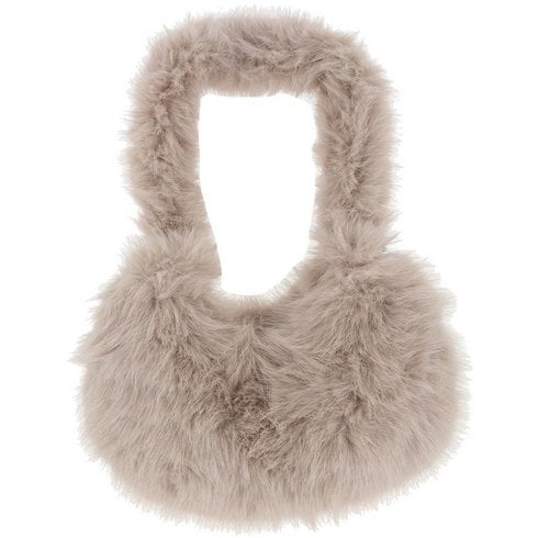 Equilibrium Pale Grey Faux Fur Banana Bag
