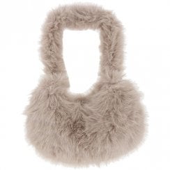 Pale Grey Faux Fur Banana Bag