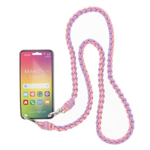 Equilibrium Plaited Mobile Phone Lanyard Pink & Lilac