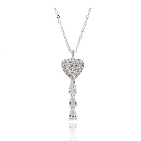 Equilibrium Raindrops Heart Droplets Silver Plated Necklace