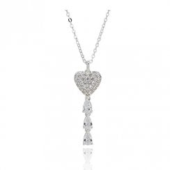 Raindrops Heart Droplets Silver Plated Necklace