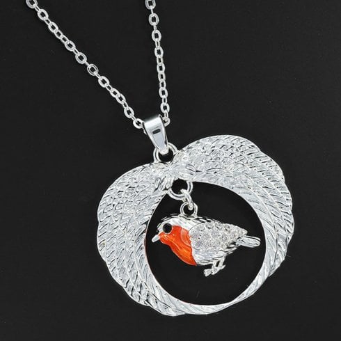 Equilibrium Robins Appear Angel Wings Silver Plated Necklace