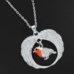 Robins Appear Angel Wings Silver Plated Necklace