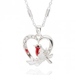 Robins Appear Heart Silver Plated Necklace