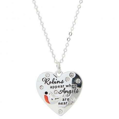 Equilibrium Robins Appear Silver Plated Message Necklace