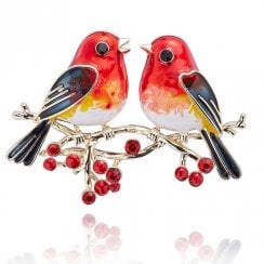 Robins Appear Vintage Style Brooch