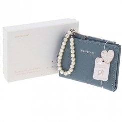 Small Blue Purse With Pearl Bracelet