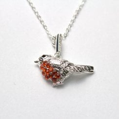 Sparkle Xmas Silver Plated Robin Necklace