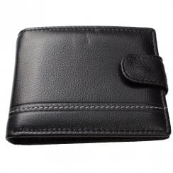 Stitch Line Mens Black Leather Wallet 