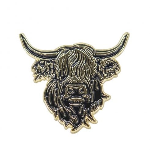 Eurostick Gold Heilan Coo Enamel Pin Badge