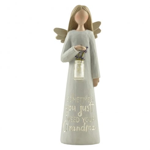 Feather & Grace Grandma Angel Figurine With Clear Vase