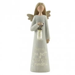 Grandma Angel Figurine With Clear Vase
