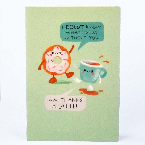 Funny "Donut & Coffee" Friendship & Thank You Greeting Card