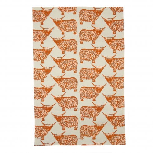 Glen Appin of Scotland 100% Cotton Tea Towel-Highland Cow Repeat