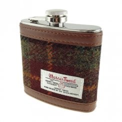 6oz Harris Tweed Hipflask Rust Check