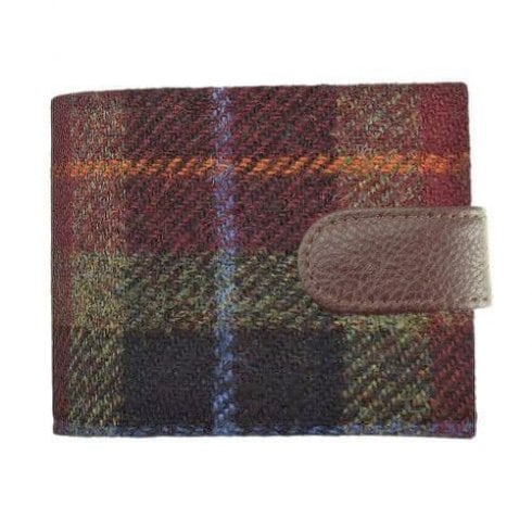 Glen Appin of Scotland Barra Harris Tweed Wallet with Coin Section in Rust Check